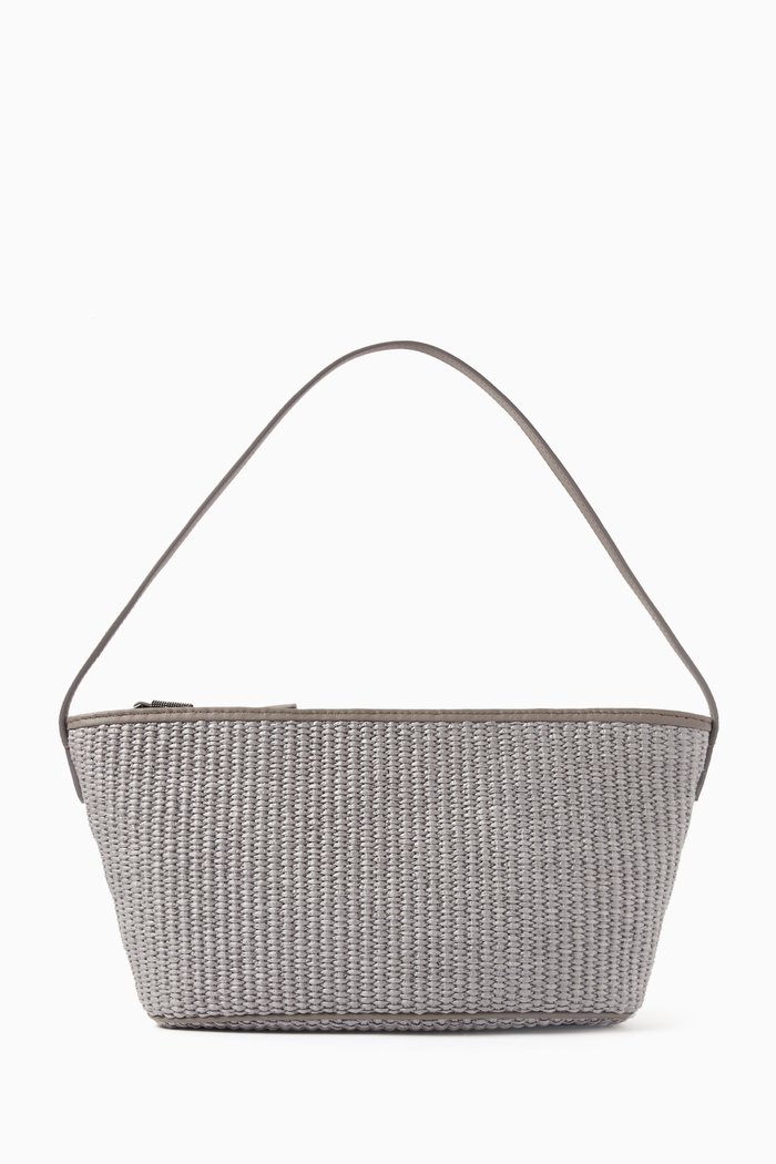 

Shoulder Bag in Interwoven Fabric, Grey