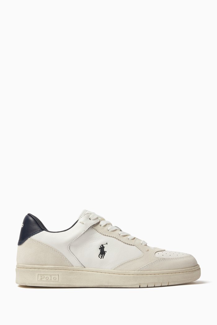 

Logo Sneakers in Leather & Suede, White