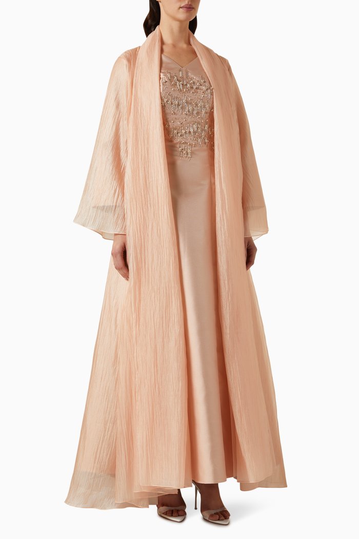 

Embellished Abaya Set, Pink