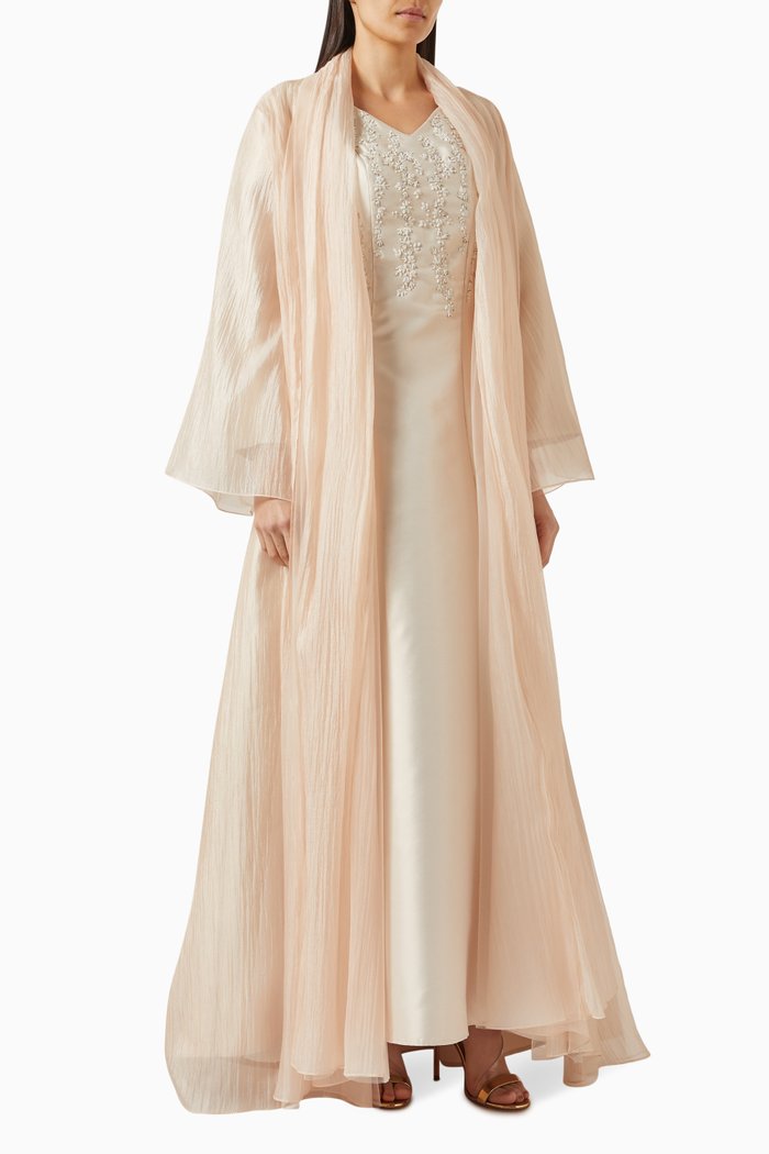 

Embellished Abaya Set, White