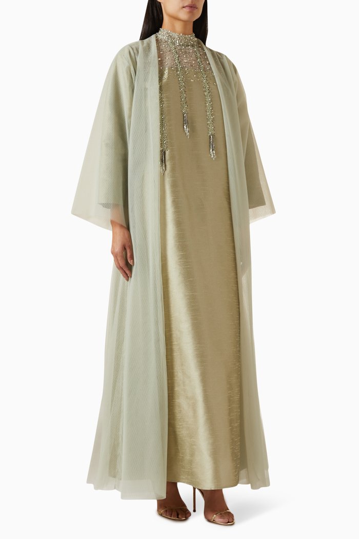 

Embellished Abaya Set, Green