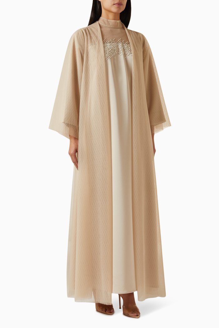 

Embellished Abaya Set, Neutral
