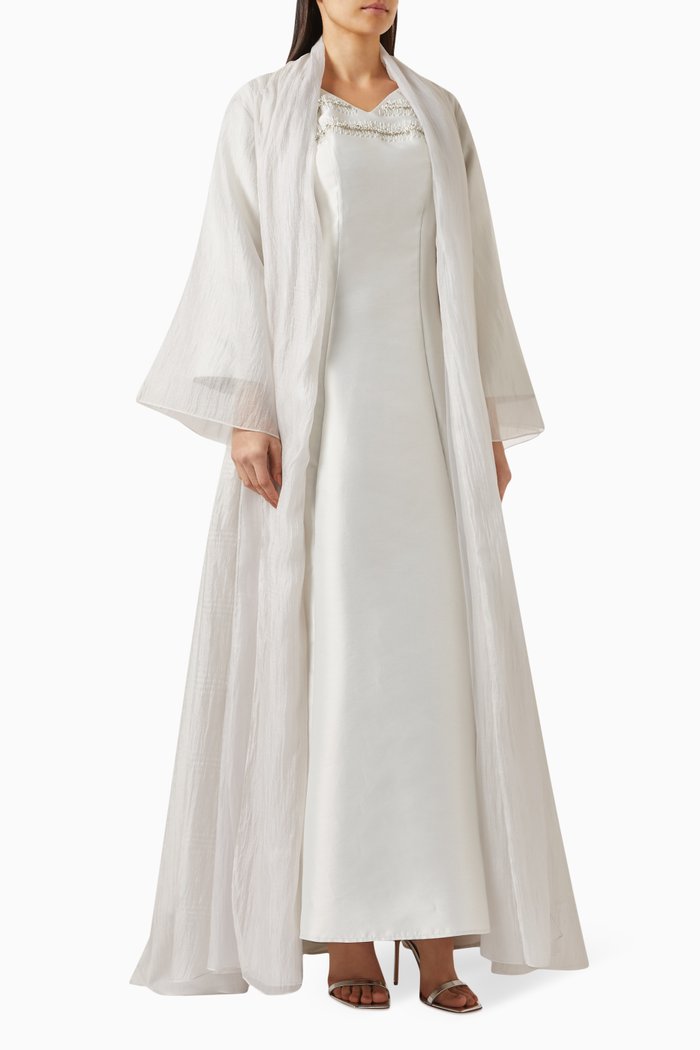 

Bead-embellished Abaya Set, Grey