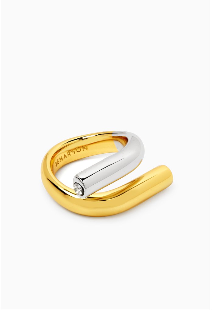 

Ana Two Tone Ring in 12kt Plated Brass, Silver
