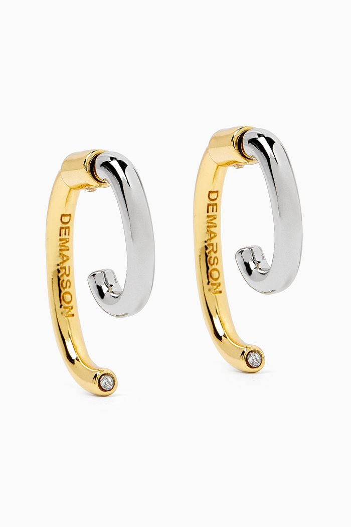 

Mini Luna Two Tone Earrings in 12kt Plated Brass, Gold