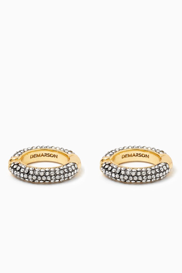 

Crystal Pavé Ear Cuffs in 12kt Gold-plated Brass, Black