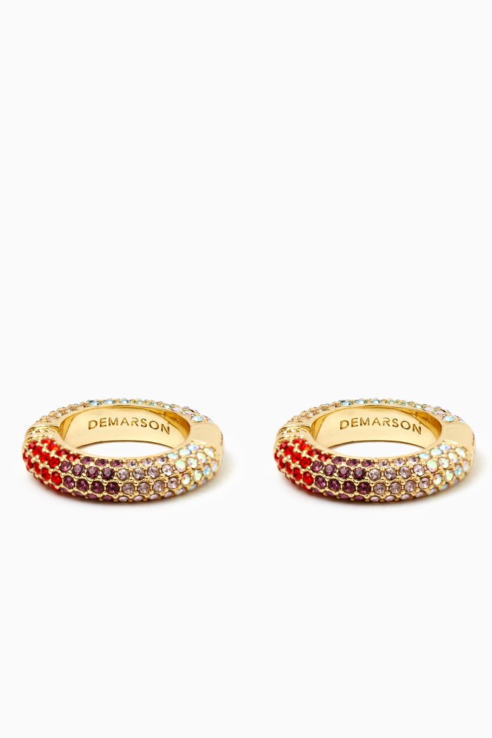 Crystal Pavé Ear Cuffs in 12kt Gold-plated Brass, Red