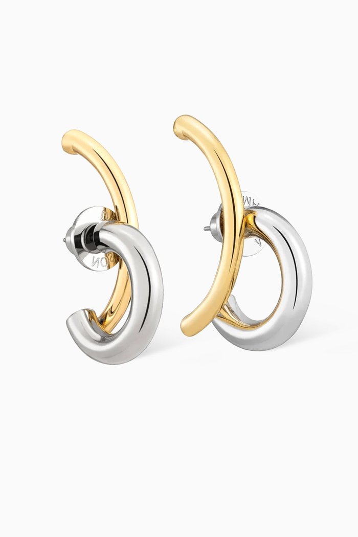 

Marisa Two Tone Hoop Earrings in 12kt Gold-plated Brass, Silver