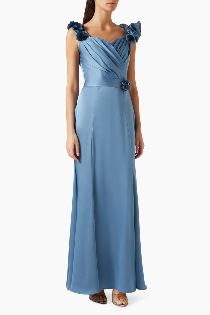 

Ruffle-trimmed Maxi Dress, Blue