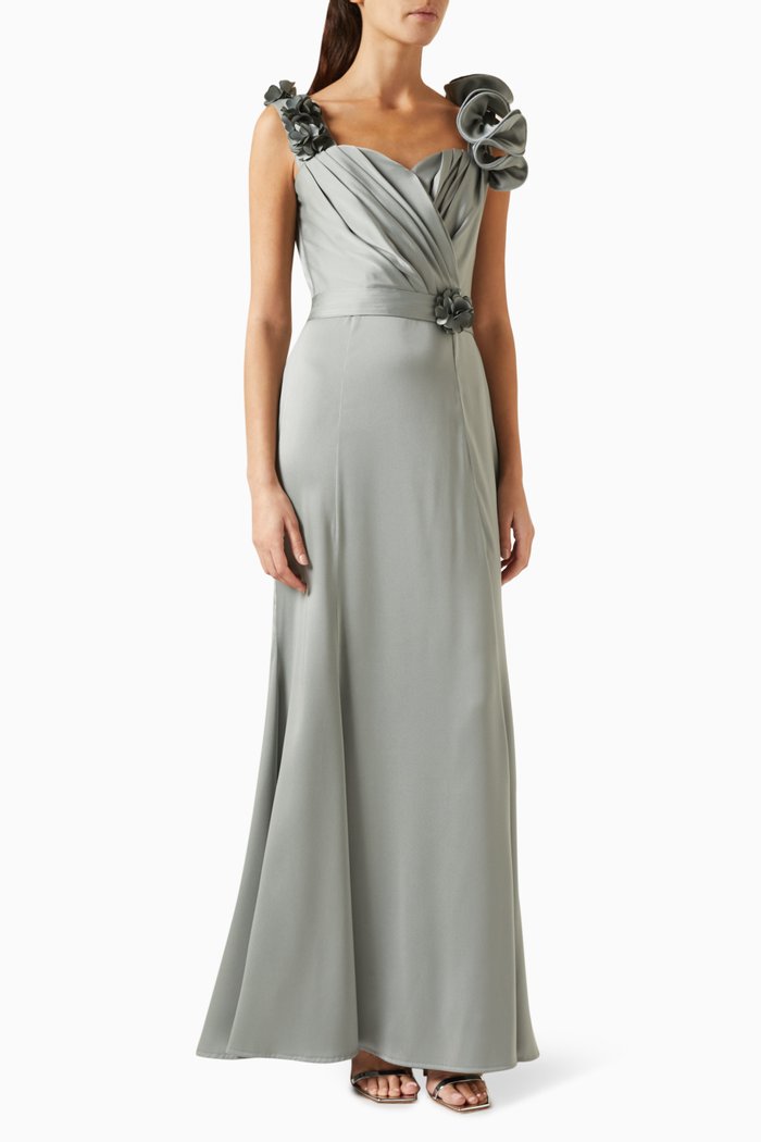 

Ruffle-trimmed Maxi Dress, Green
