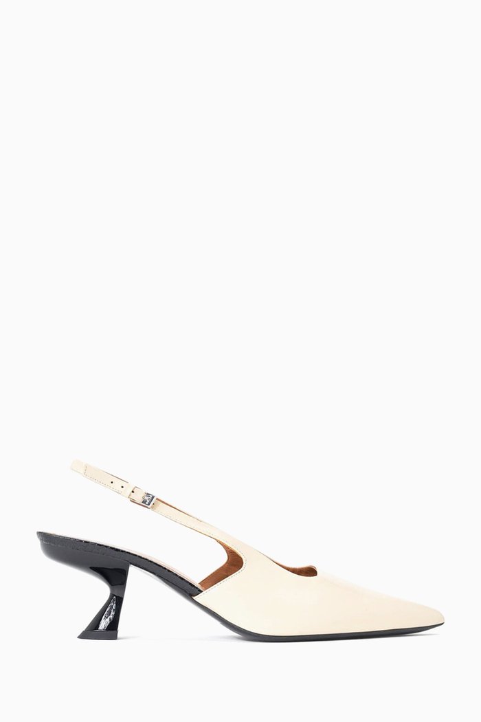 

Neve Slingback Kitten Slingback Pumps in Leather, Neutral