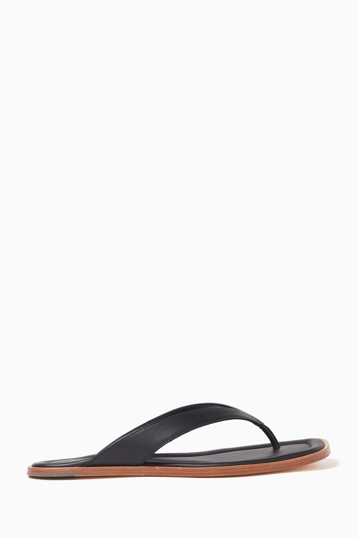 

Dante Thong Slides in Leather, Black