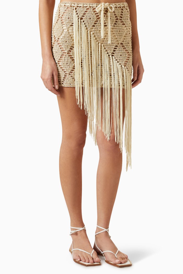 

Neylan Rhombus Mini Skirt in Crochet, Gold
