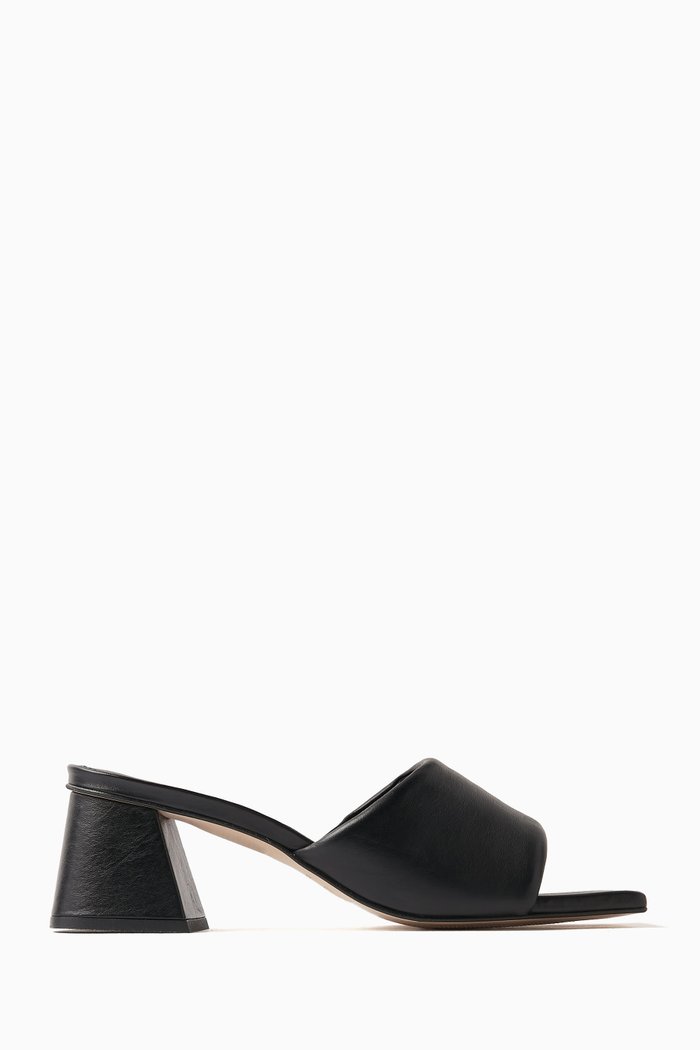 

Brushed 70 Mules in Smooth Leather, Black
