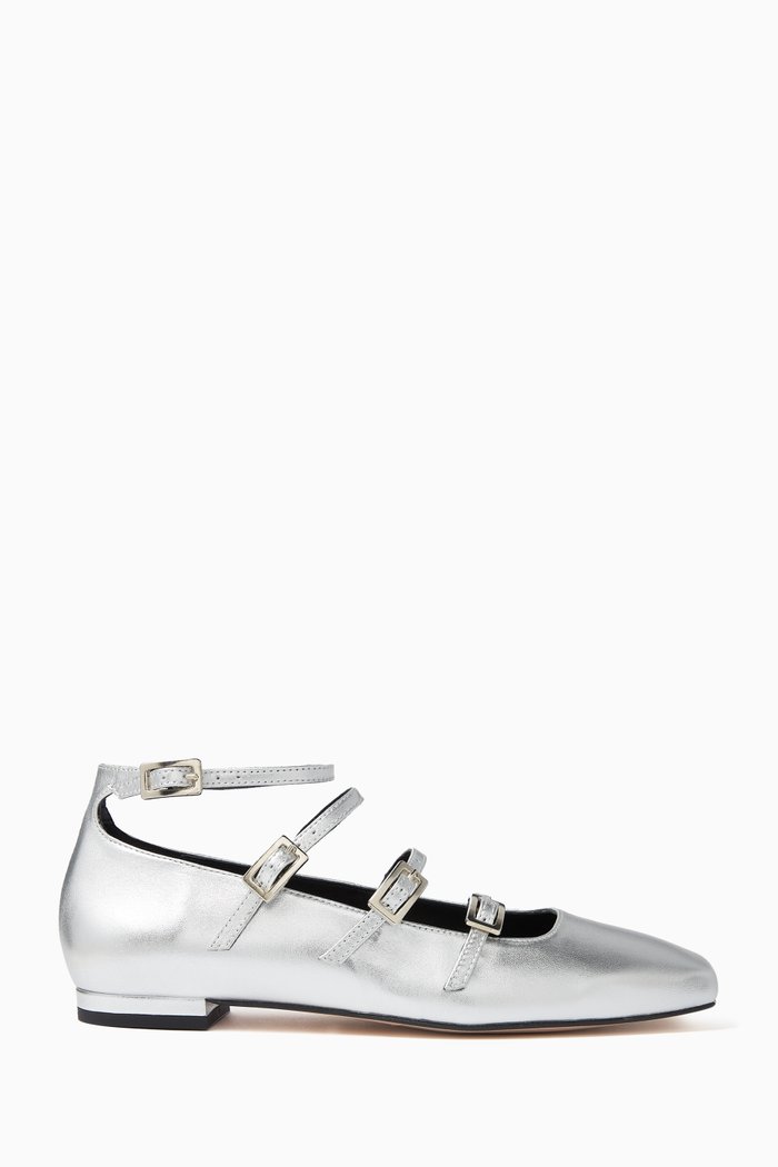 

Luke Ballet Flats in Metallic Leather, Silver