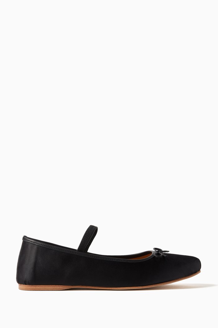 

Odette Bow Ballet Flats in Satin, Black