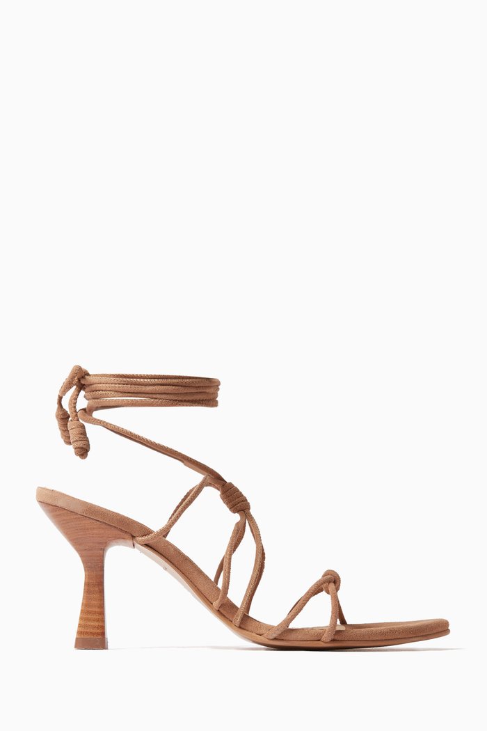 

Belinda Lace-up Sandals in Suede, Neutral