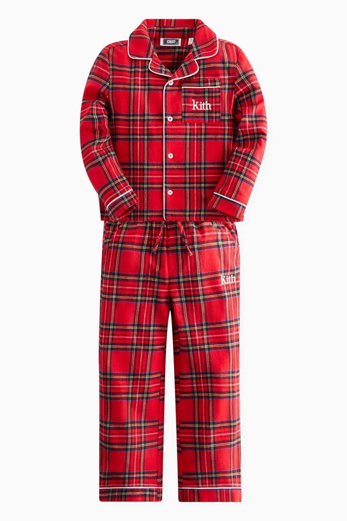 Plaid Pajama Set in Brushed Cotton, Red