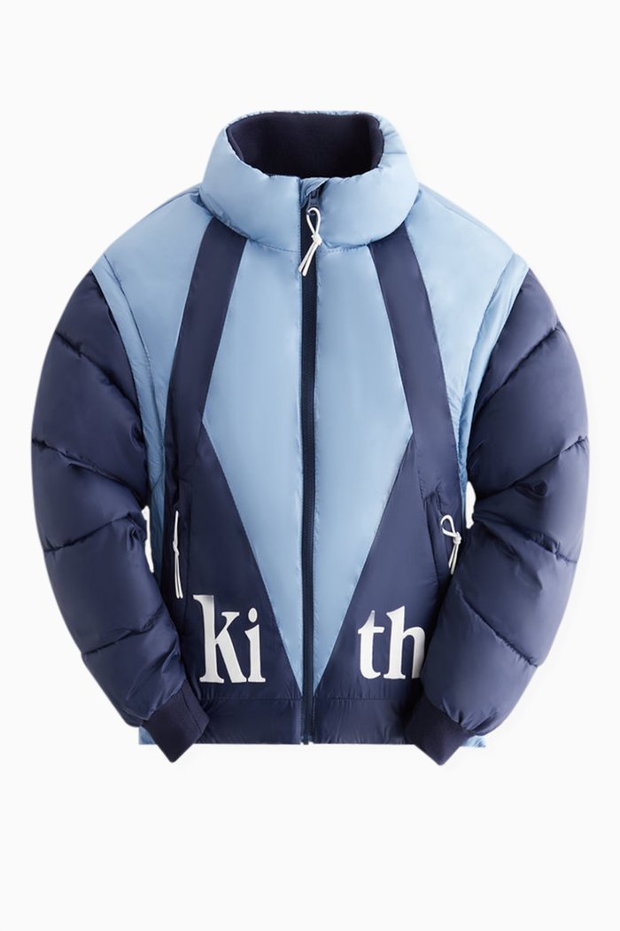 Convertible Turbo Midi Puffer Jacket in Nylon, Blue