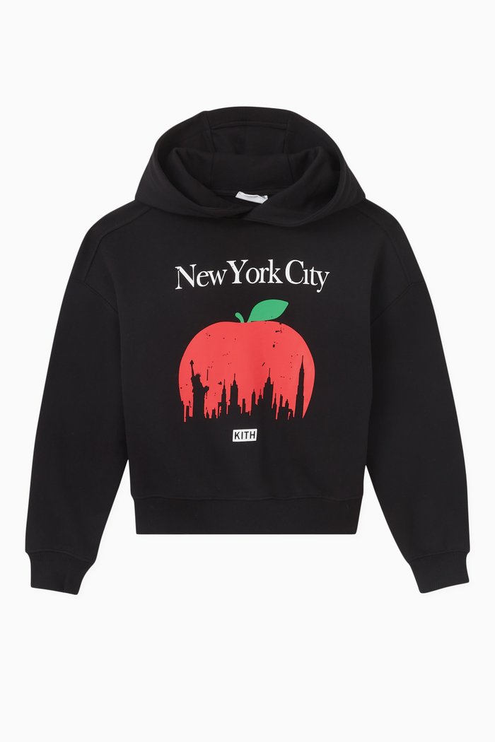 Big Apple Graphic Nelson Hoodie in Cotton-fleece, Black