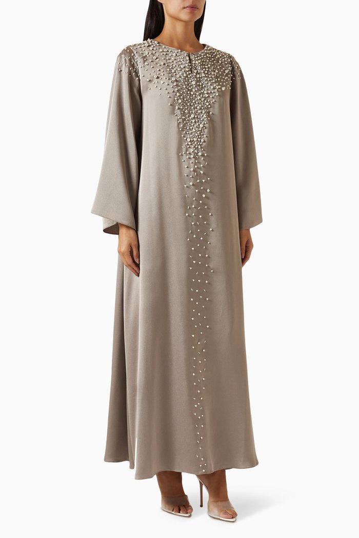 

The Vanishing Point Embellished Kaftan in Silk, Brown