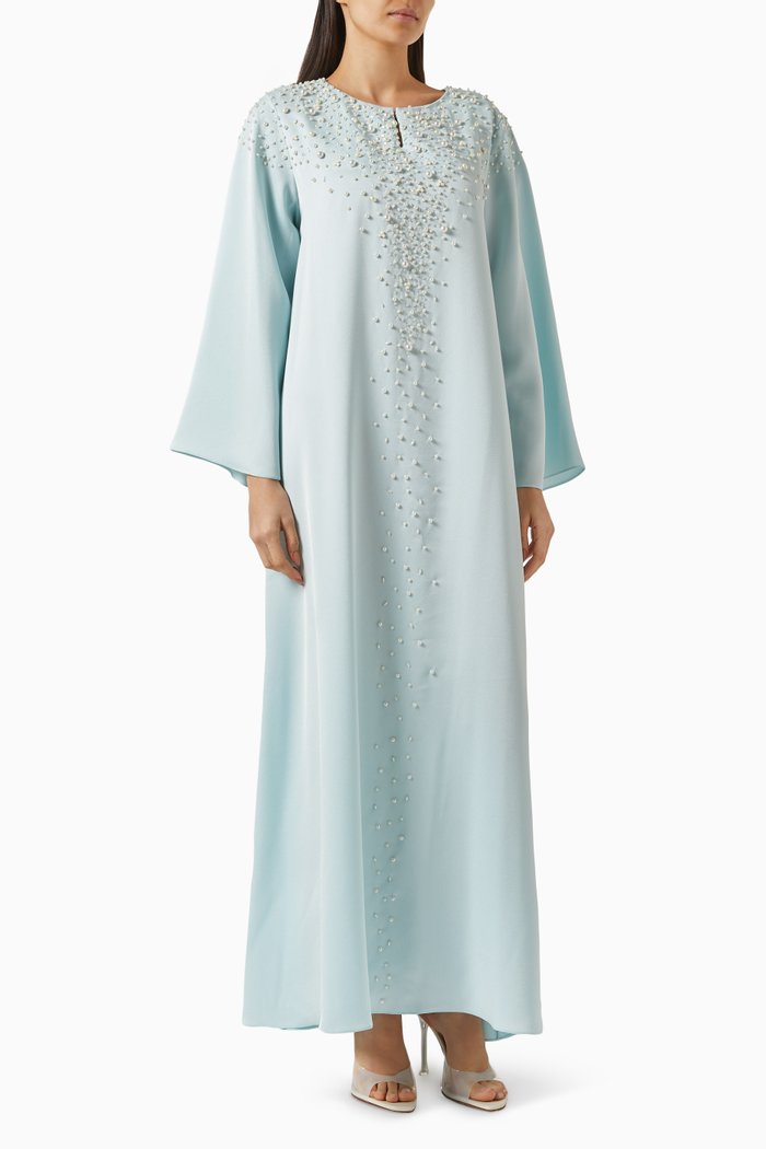 

The Vanishing Point Embellished Kaftan in Silk, Blue