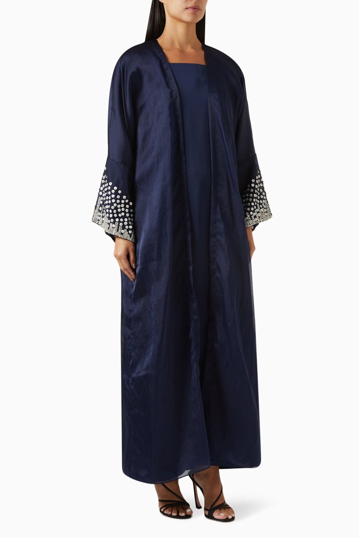 

Sequin and Crystal-embellished Kaftan in Organza, Blue