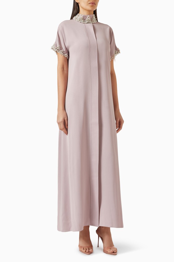 

Pearl-embellished Kaftan in Rayon, Pink