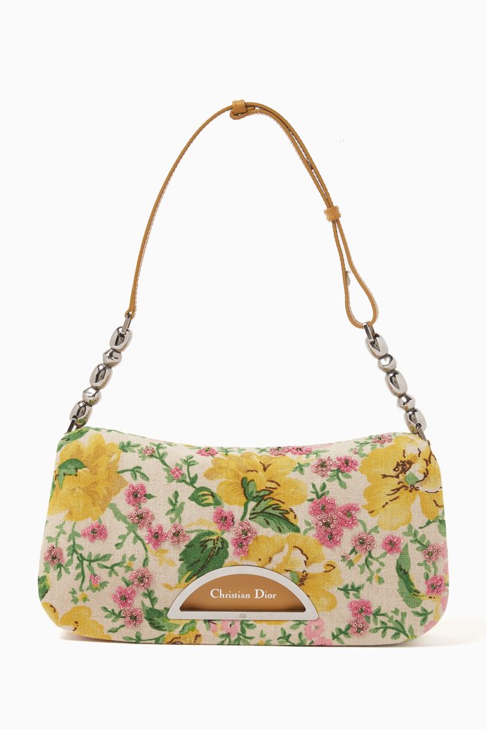 Malice Floral-print Flap Shoulder Bag in Canvas, Multicolour
