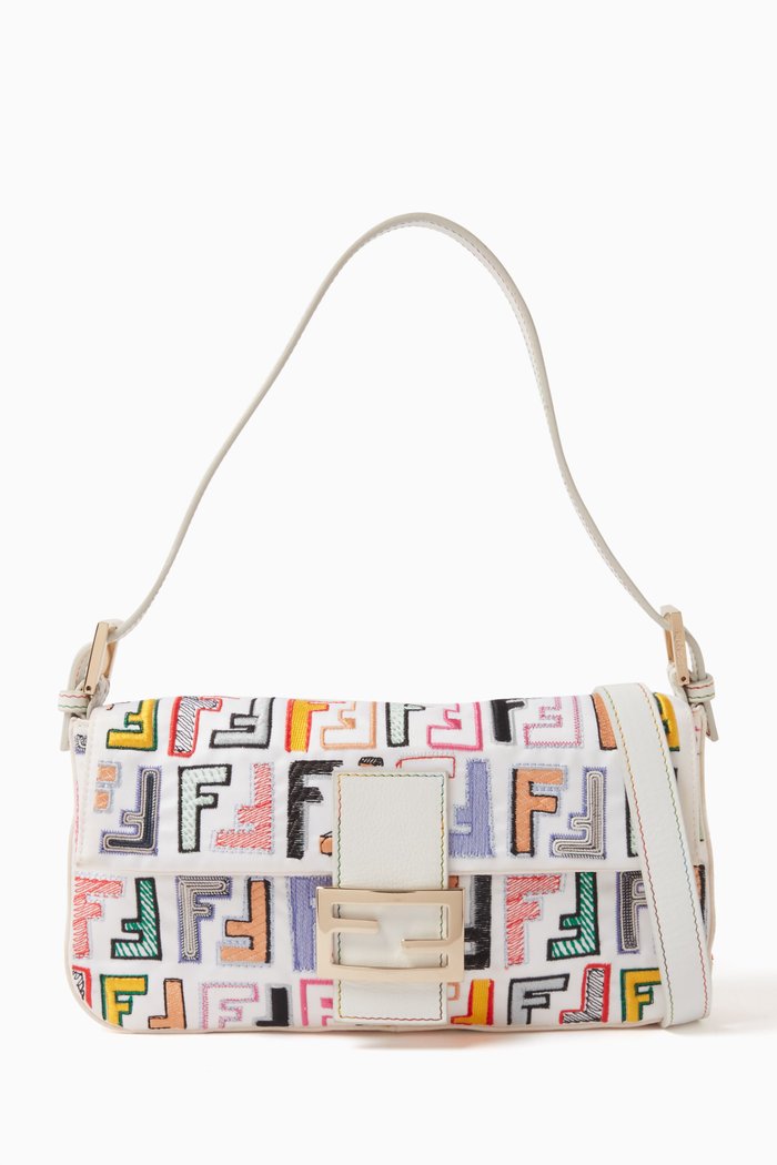 Baguette Zucca-print Shoulder Bag in Nylon, Multicolour
