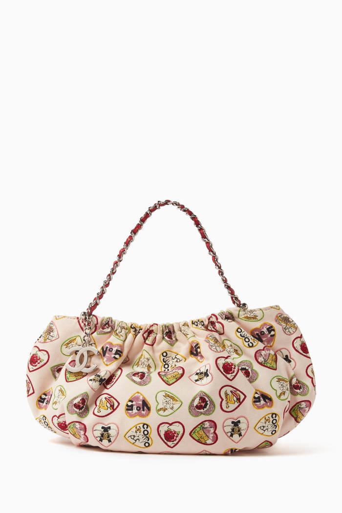 

Valentine Heart Top-handle Bag in Canvas, Pink