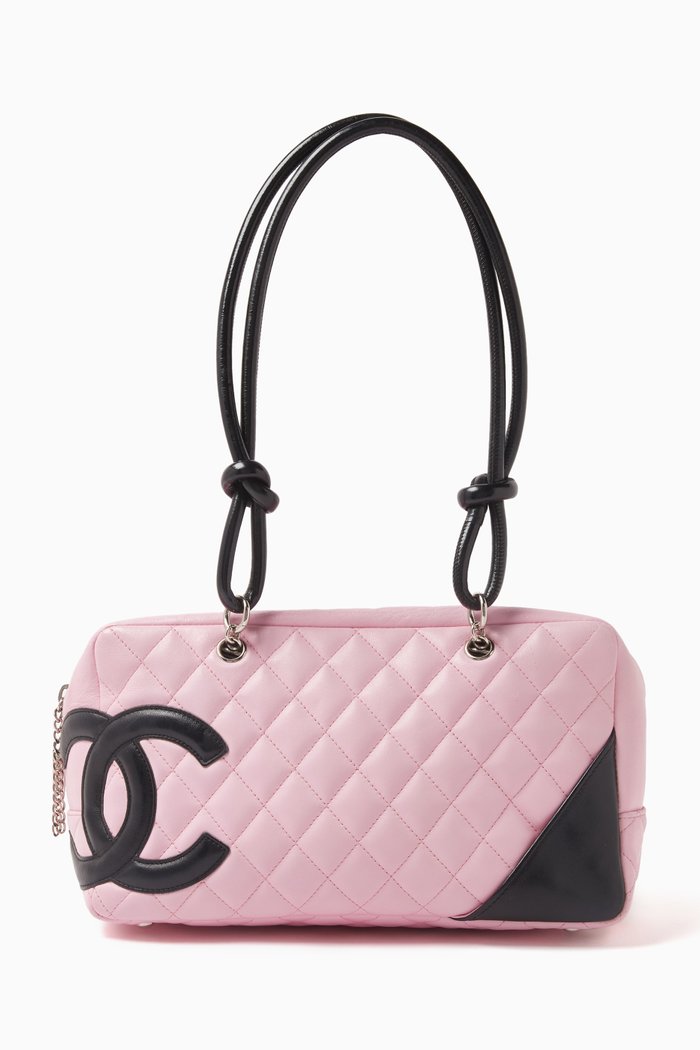 Cambon Bowler Shoulder Bag in Leather, Pink