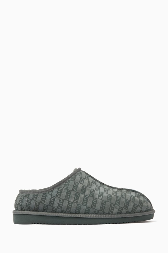 Monogram Slippers in Shearling, Green