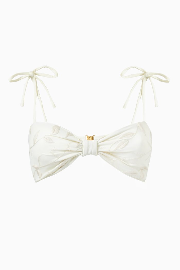 

San Miguel Embroidered Bikini Top in Lycra, White