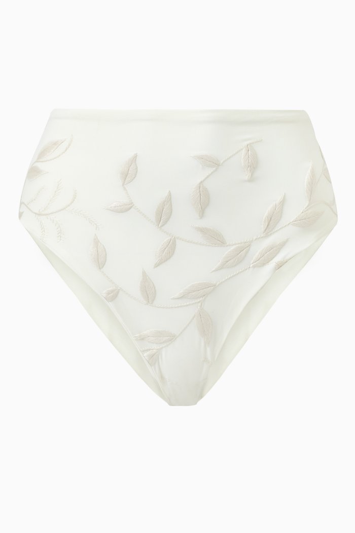 

Niche Embroidered Bikini Briefs in Lycra, White