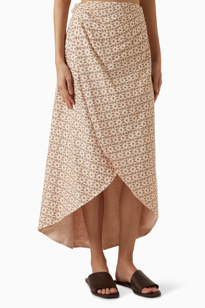 

Siboney Bio Wrap Midi Skirt in Cotton, Neutral