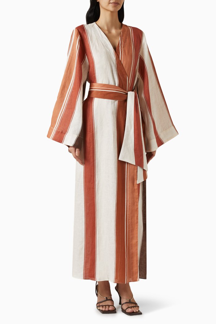 

Joaquina Belted Kaftan in Linen, Multicolour