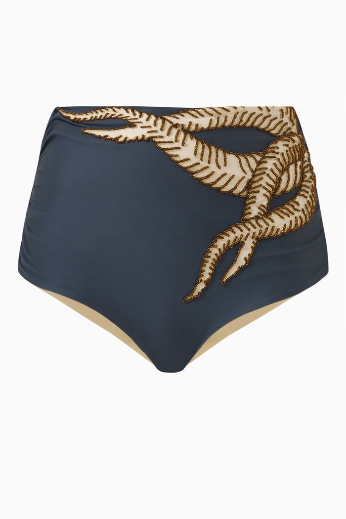 

Victoria Vintage Embroidered Bikini Briefs, Blue