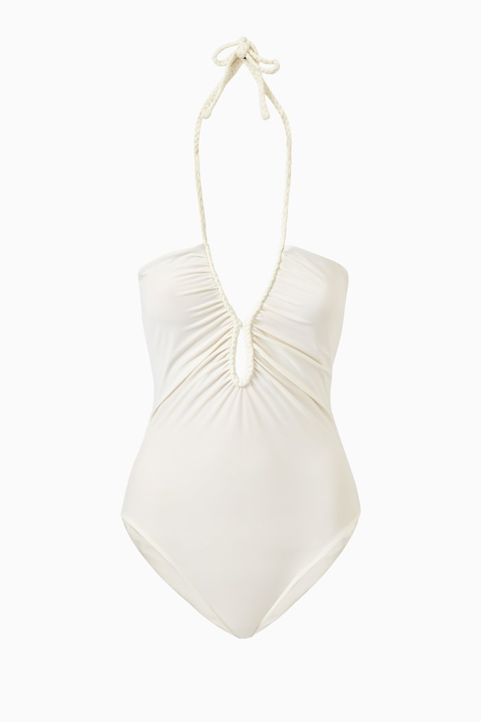 Saint-Tropez One-Piece Swimsuit in Lycra, White
