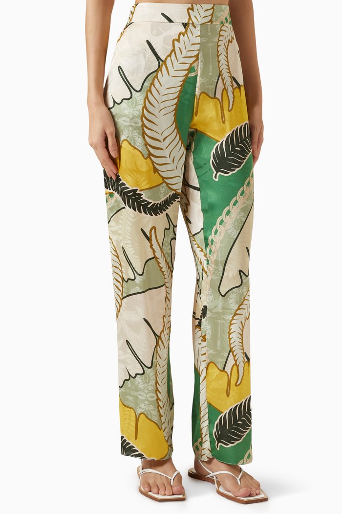 Santo Tomas Pants in Silk Jacquard, Green