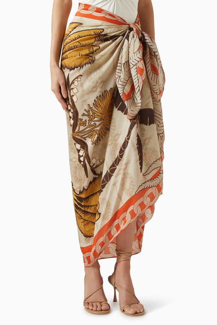 

De La Falaise Sarong in Cotton & Silk, Orange