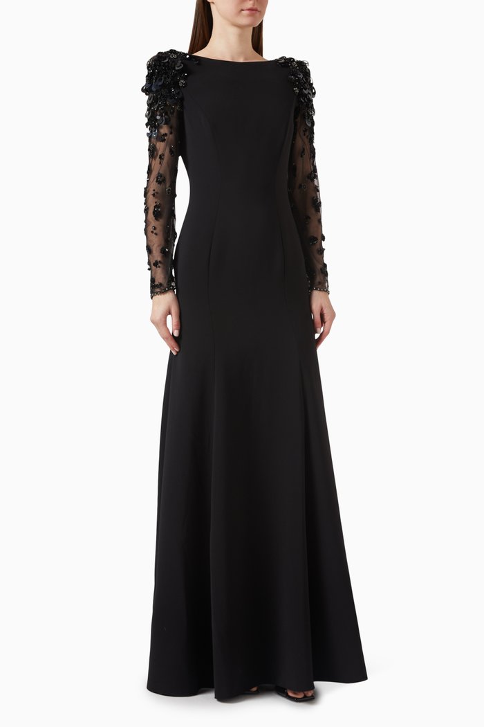 

Adella Tulle Maxi Dress in Polyester, Black