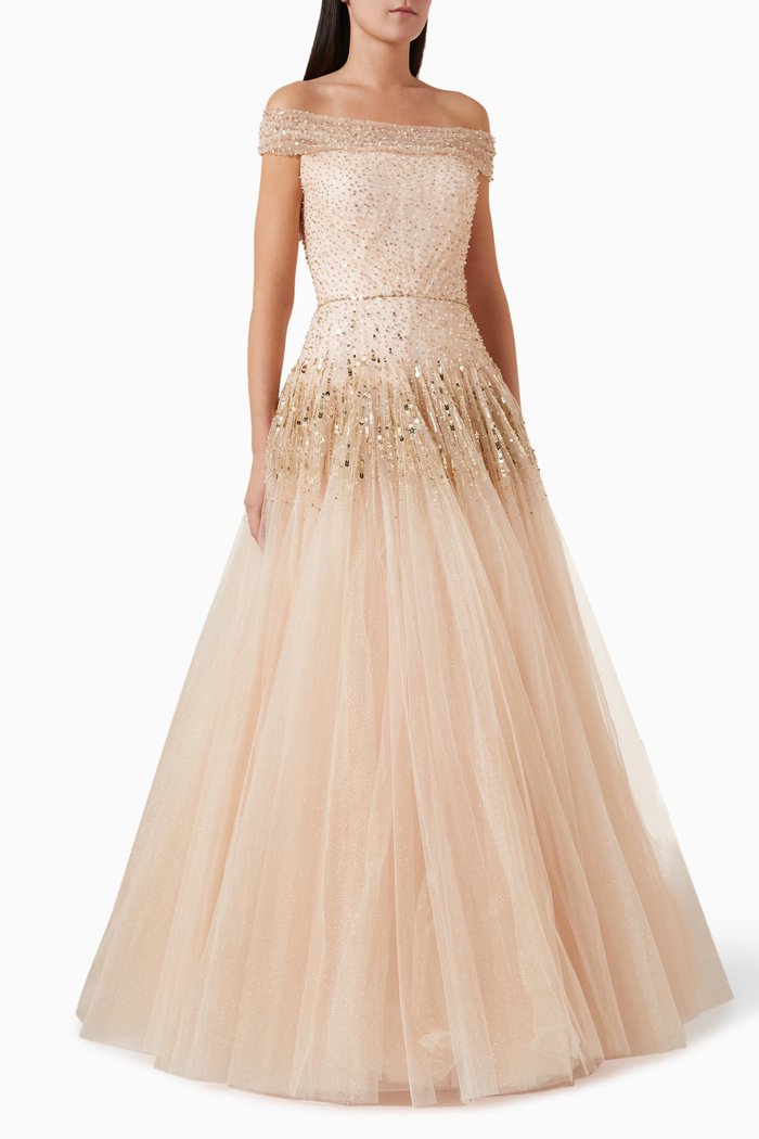 

Sirena Embellished Gown in Tulle, Multicolour