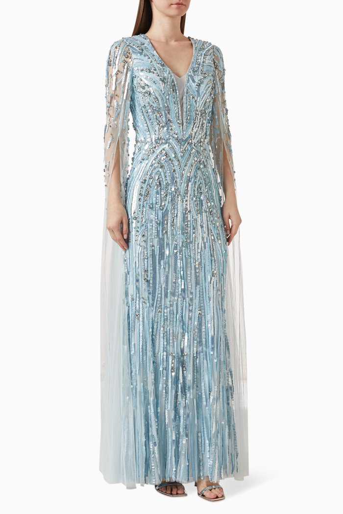 Planeto Embellished Dress, Blue