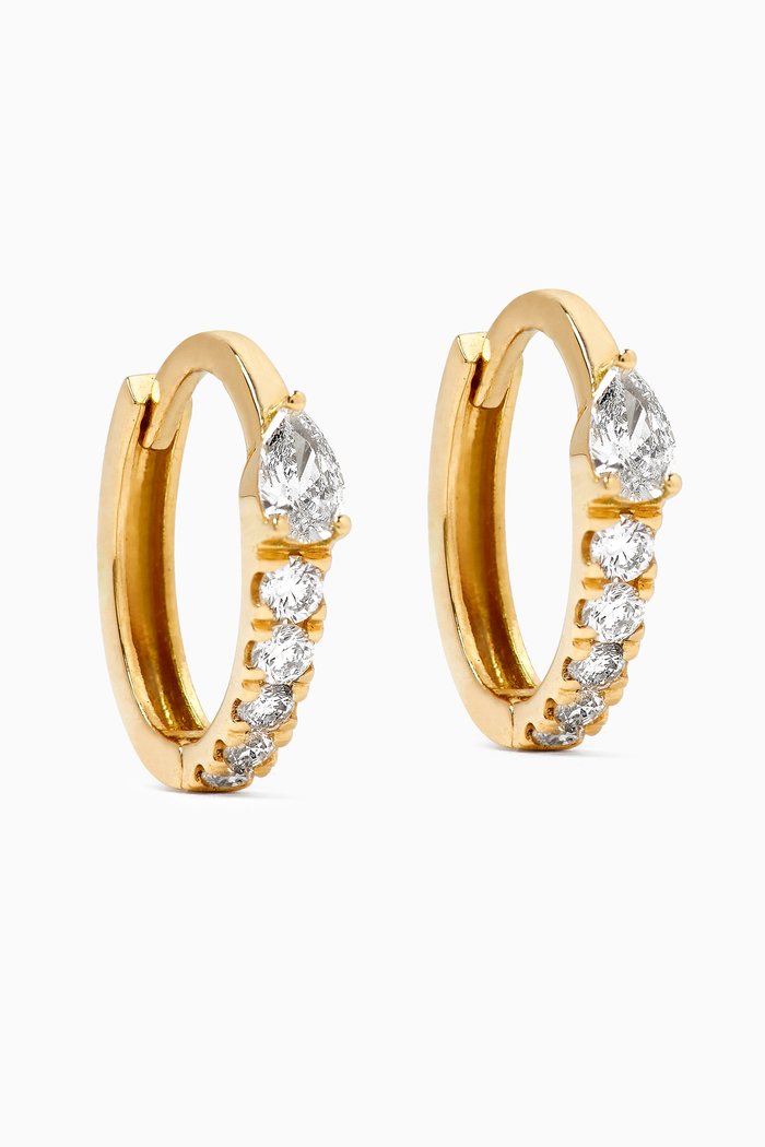 

Pearl-shaped Diamond Huggie Earrings in 18kt Yellow Gold