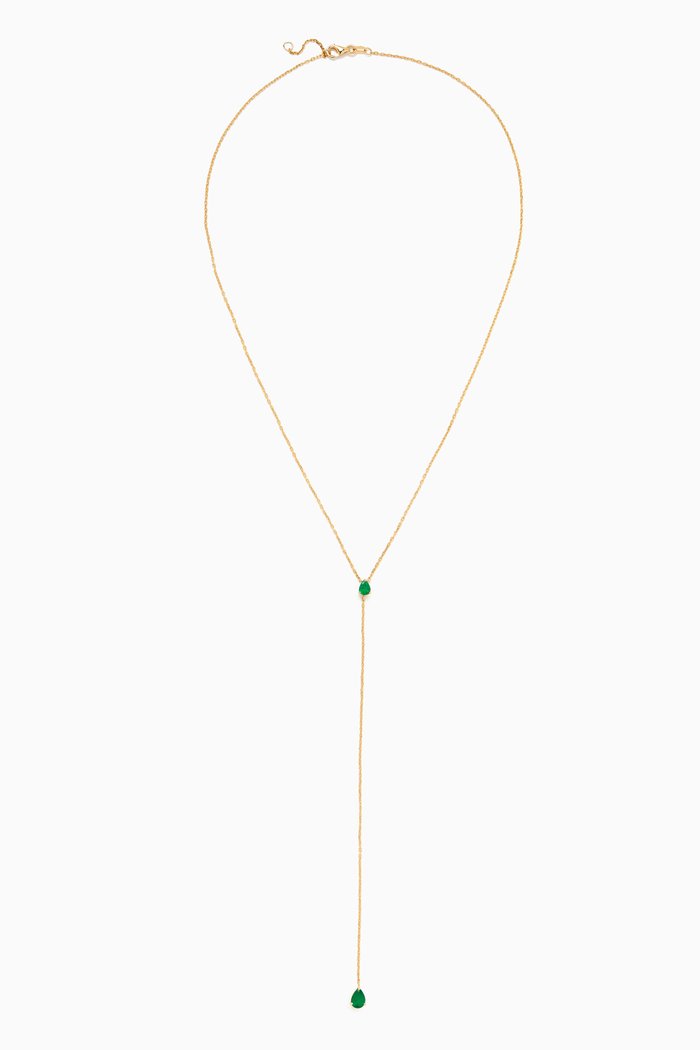Emerald Lariat Necklace in 18kt Gold, Yellow