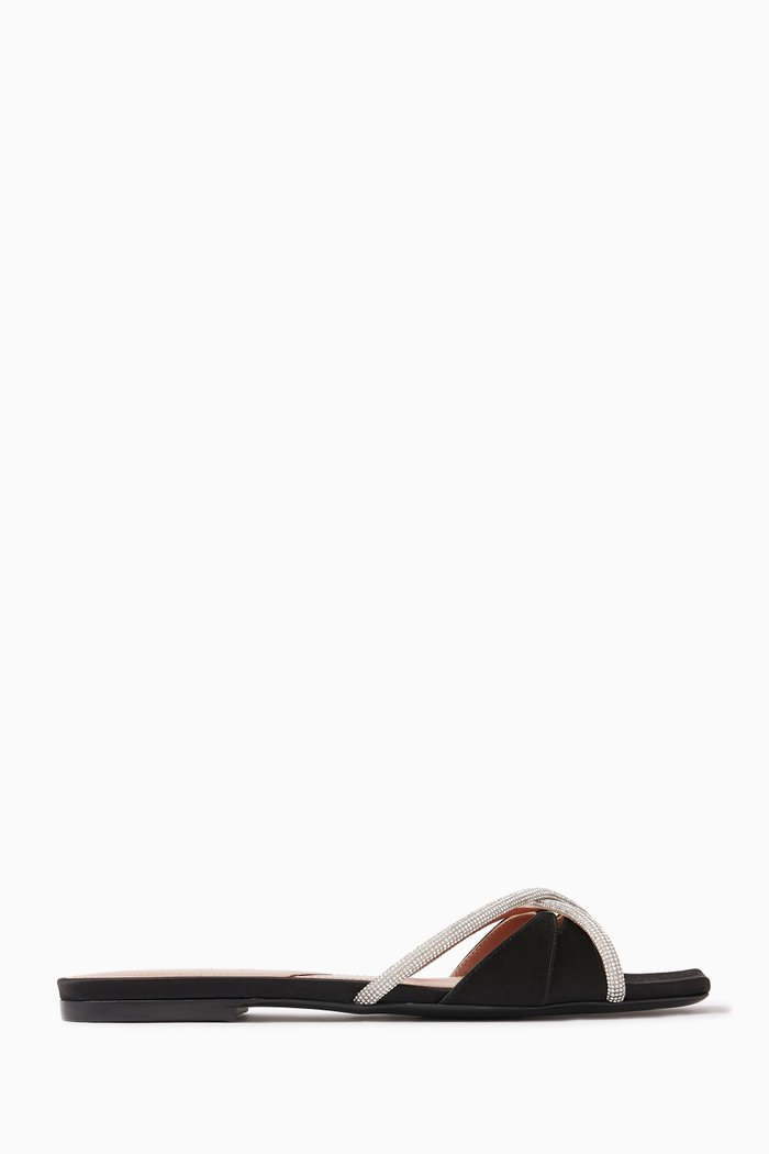 

Lust Crystal-embellished Slides in Satin, Black