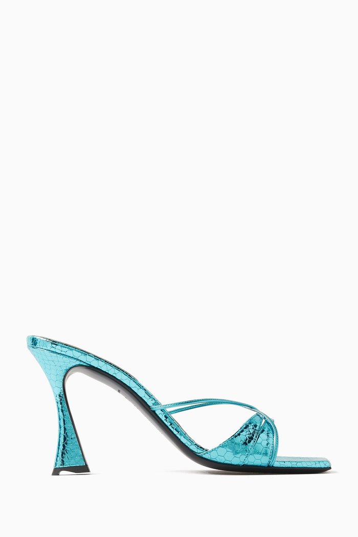 Lust 85 Mules in Snake-embossed Leather, Blue