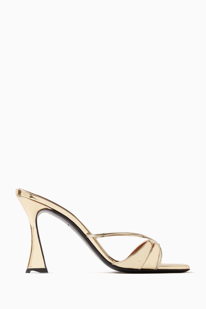 

Lust 85 Mules in Metallic Leather, Gold