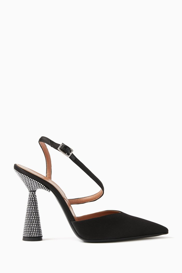 

Arya 100 Crystal Slingback Pumps in Satin, Black